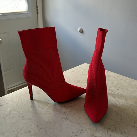 Red sock heels- BWOT - red heel booties - Picture 3 of 10